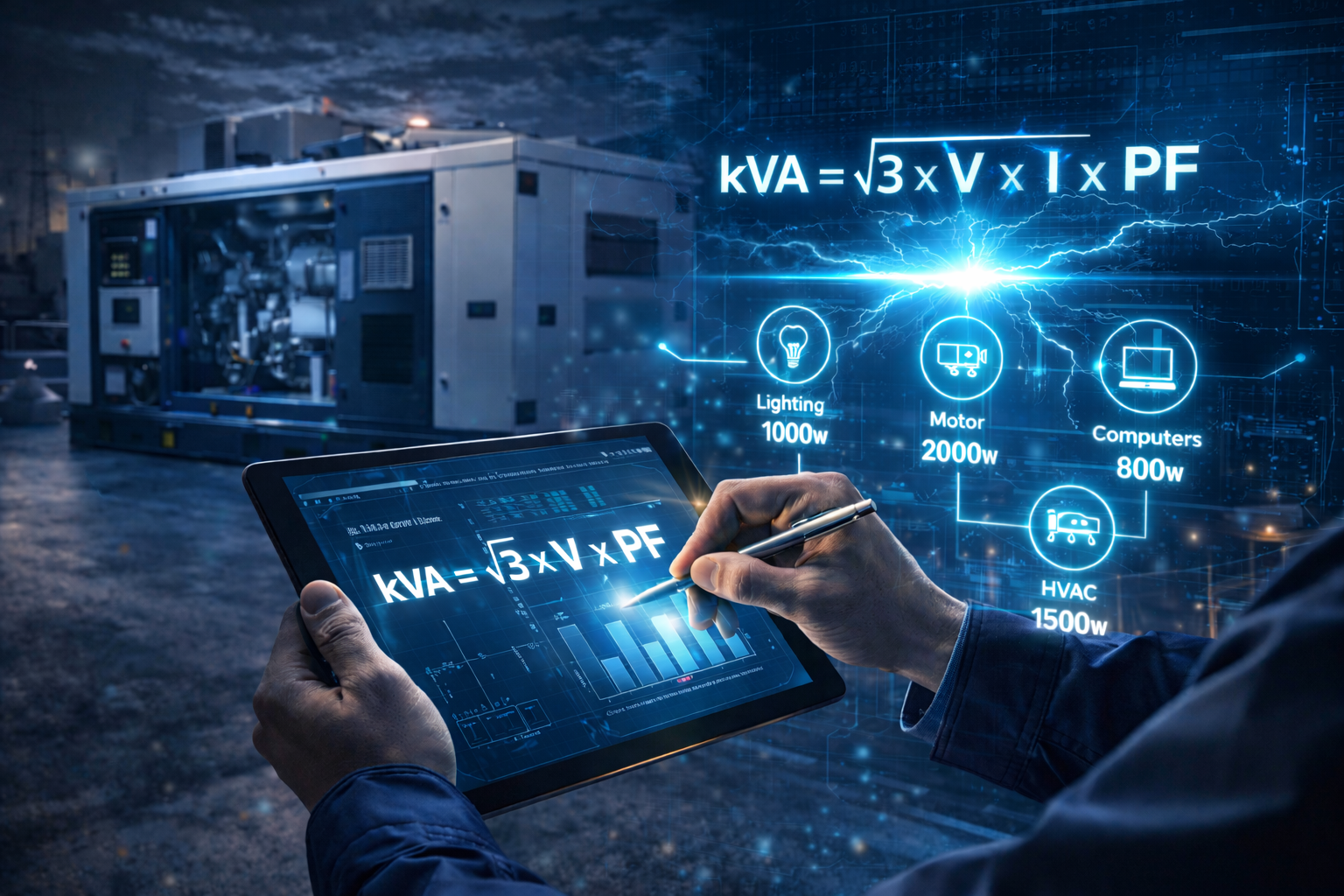 Generator gücü necə hesablanır? (kVA hesablanması)